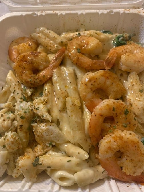 Crab & shrimp pasta.
