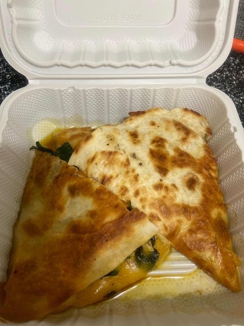 Jumbo veggie quesadillas.