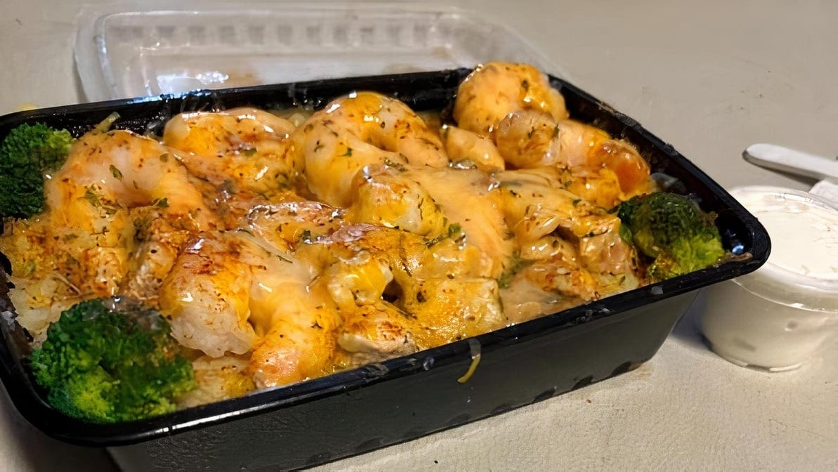 Chicken & shrimp pasta.
