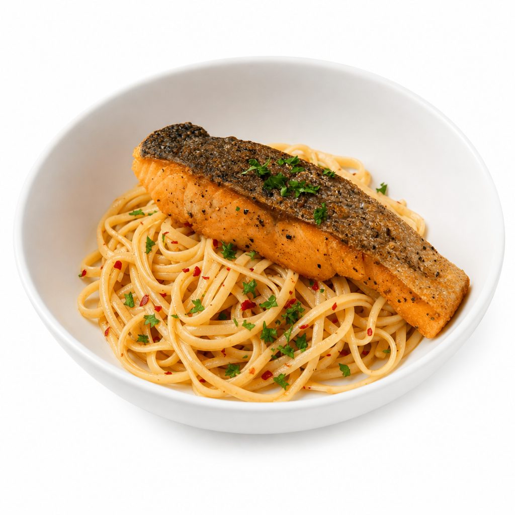Salmon & crab pasta.