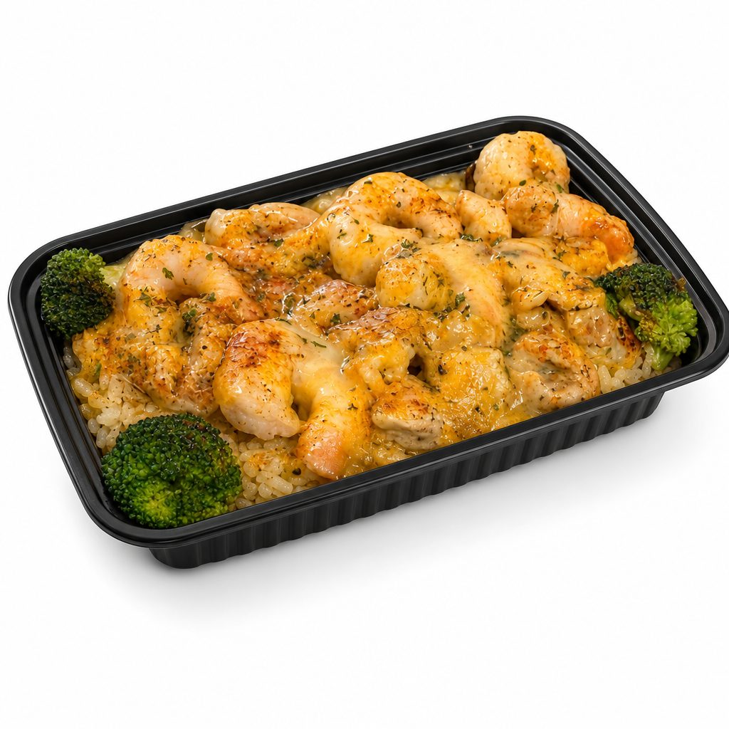 Chicken & shrimp pasta.