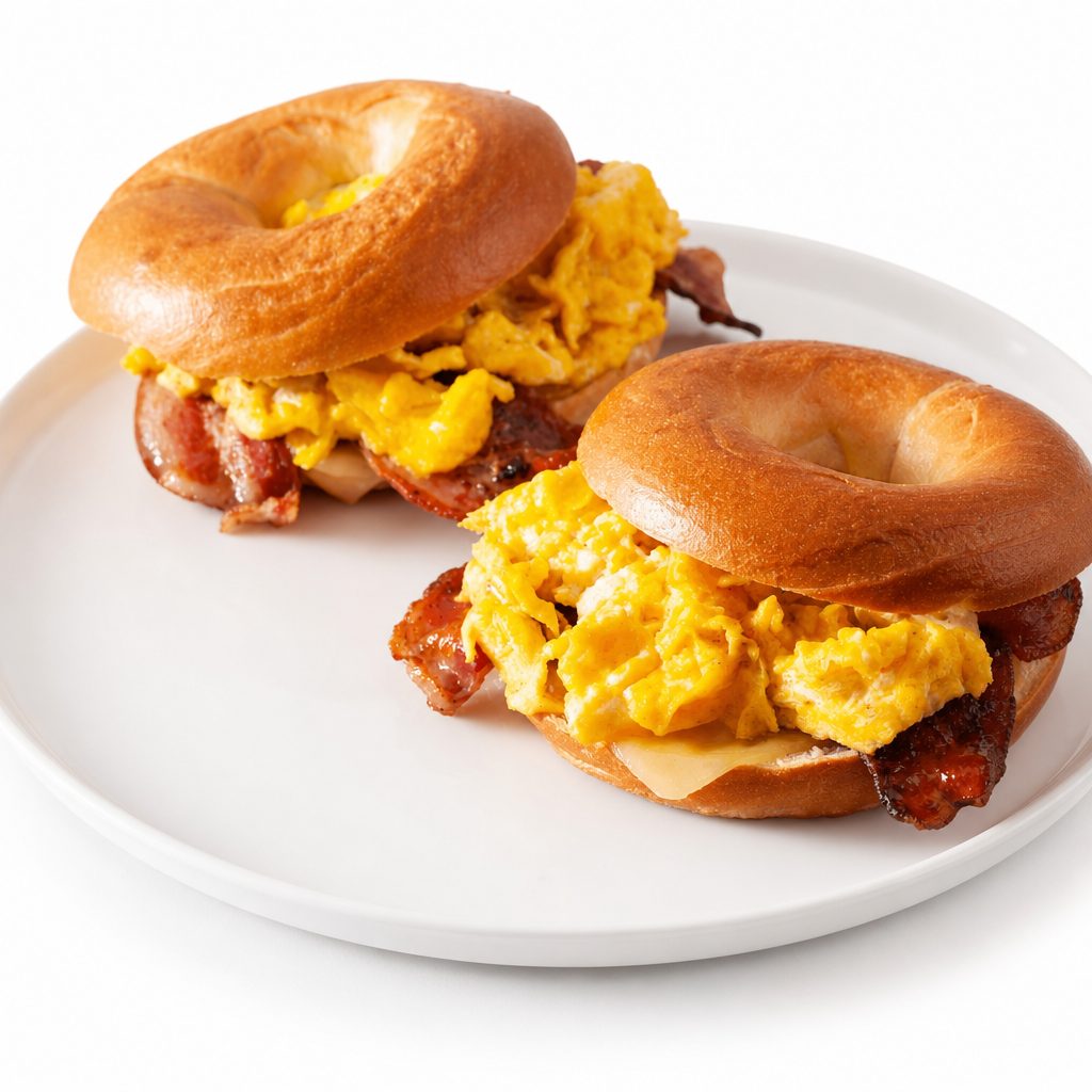 Bagel breakfast sandwich.