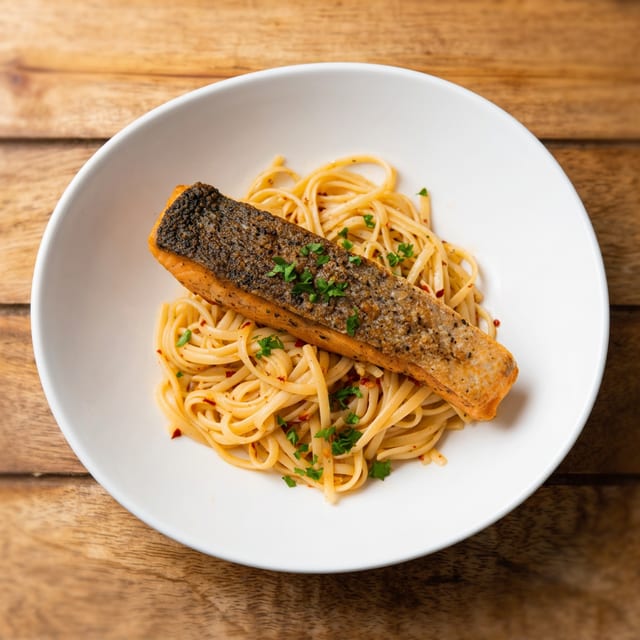 Salmon & crab pasta.