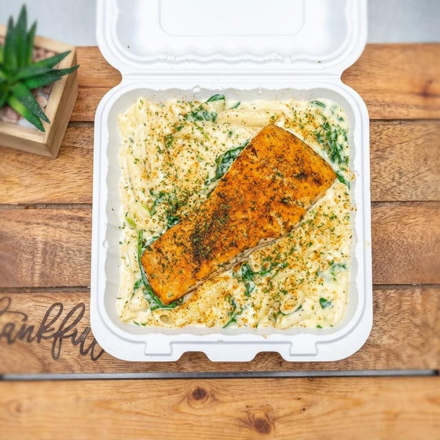 Salmon pasta.
